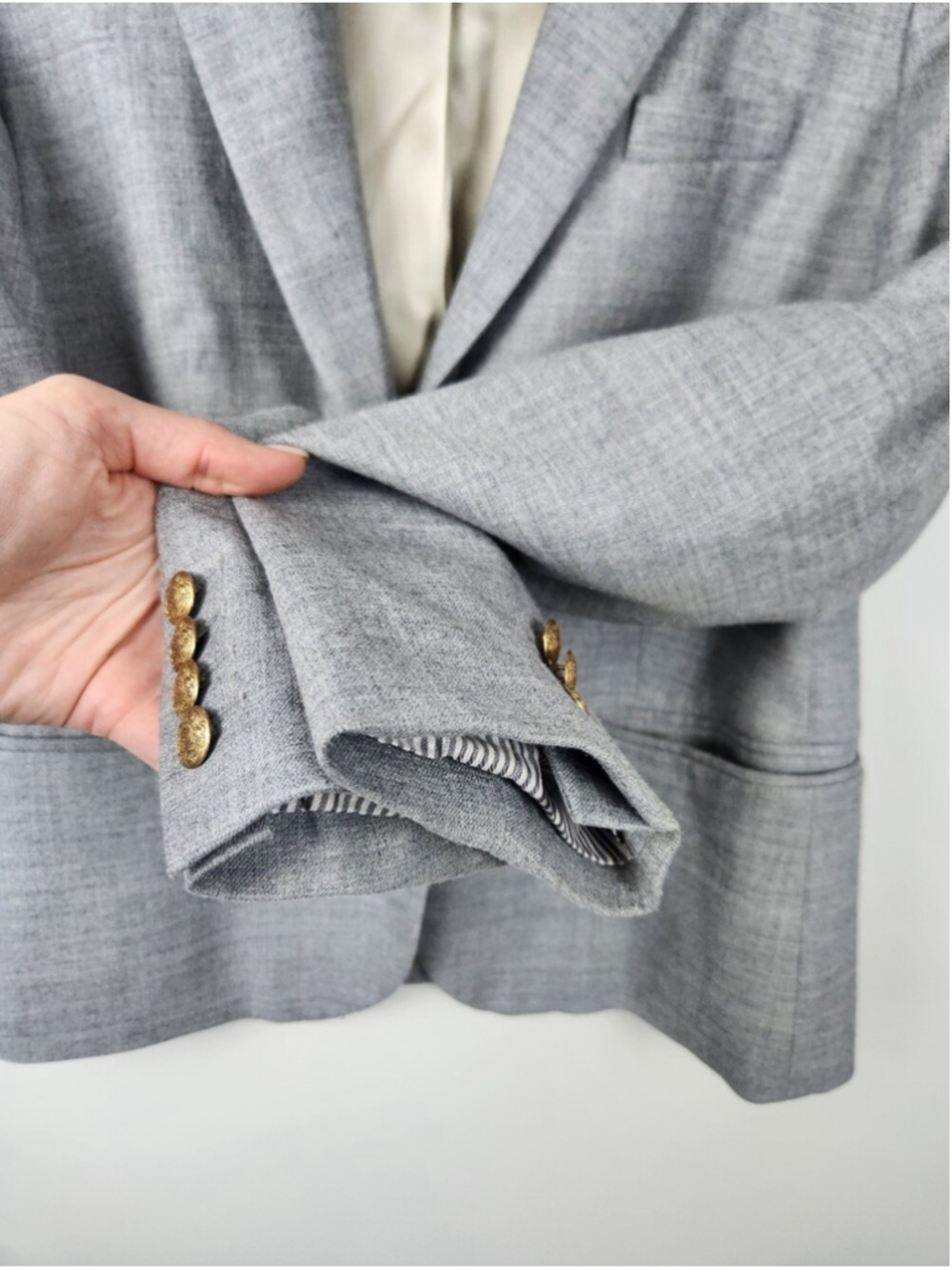 J Crew Lightweight Wool Blend Gray Two Button Blazer Size 12 Prep Preppy Office - Picture 7 of 16